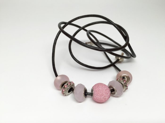 Leather Hair Tie- Handmade - Flirty Pink - Image 6