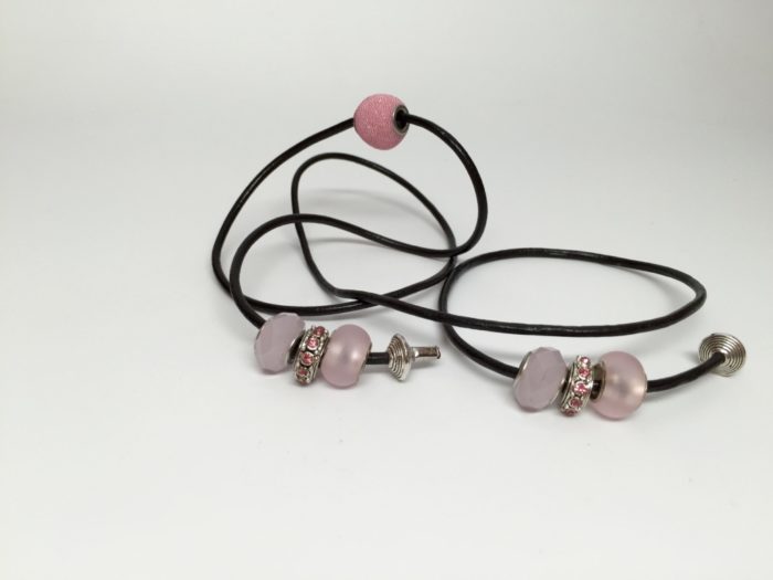 Leather Hair Tie- Handmade - Flirty Pink - Image 3