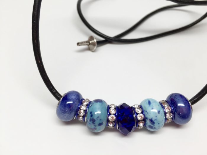 Leather Hair Tie - Handmade - Shades of Blue - Image 5