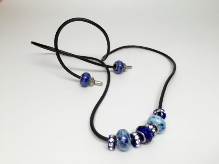 Leather Hair Tie - Handmade - Shades of Blue - Image 3