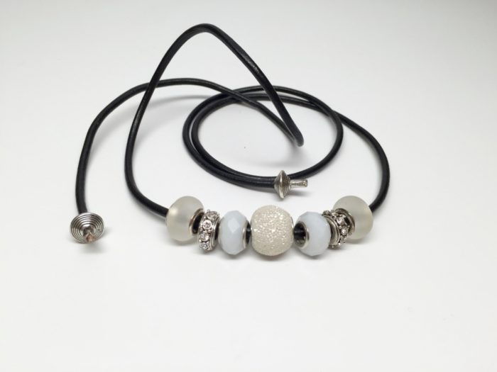 Leather Hair Tie White - Image 3